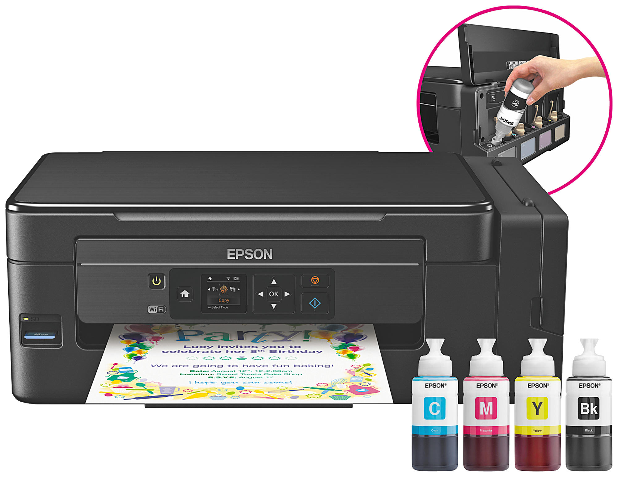 Impresora multifunción - Epson EcoTank ET-2650, Tinta, Inyección, Escaner, Copia, Wi-Fi Direct,