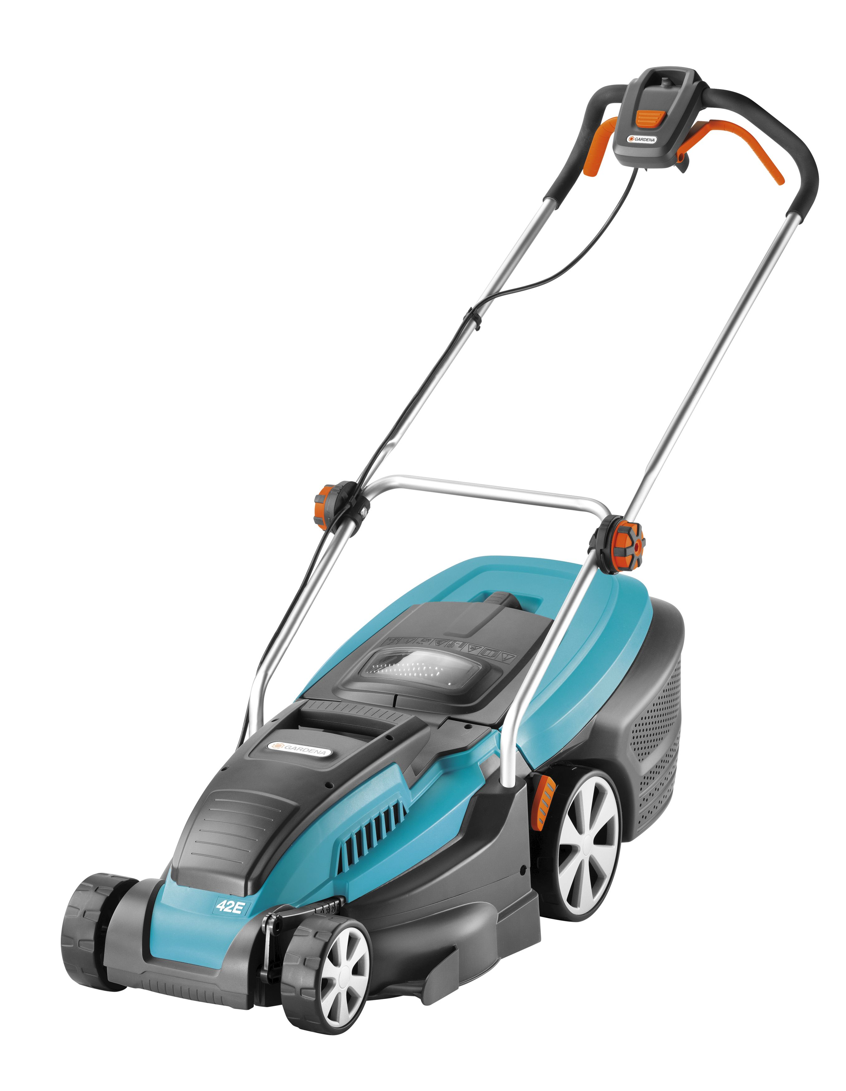GARDENA 4076-20 PowerMax™ 42 E, Elektrorasenmäher (Schnittbreite: 420 mm, Verstellbare Schnitthöhe 20-60 mm, mit 50 l Fangkorb-Volumen)