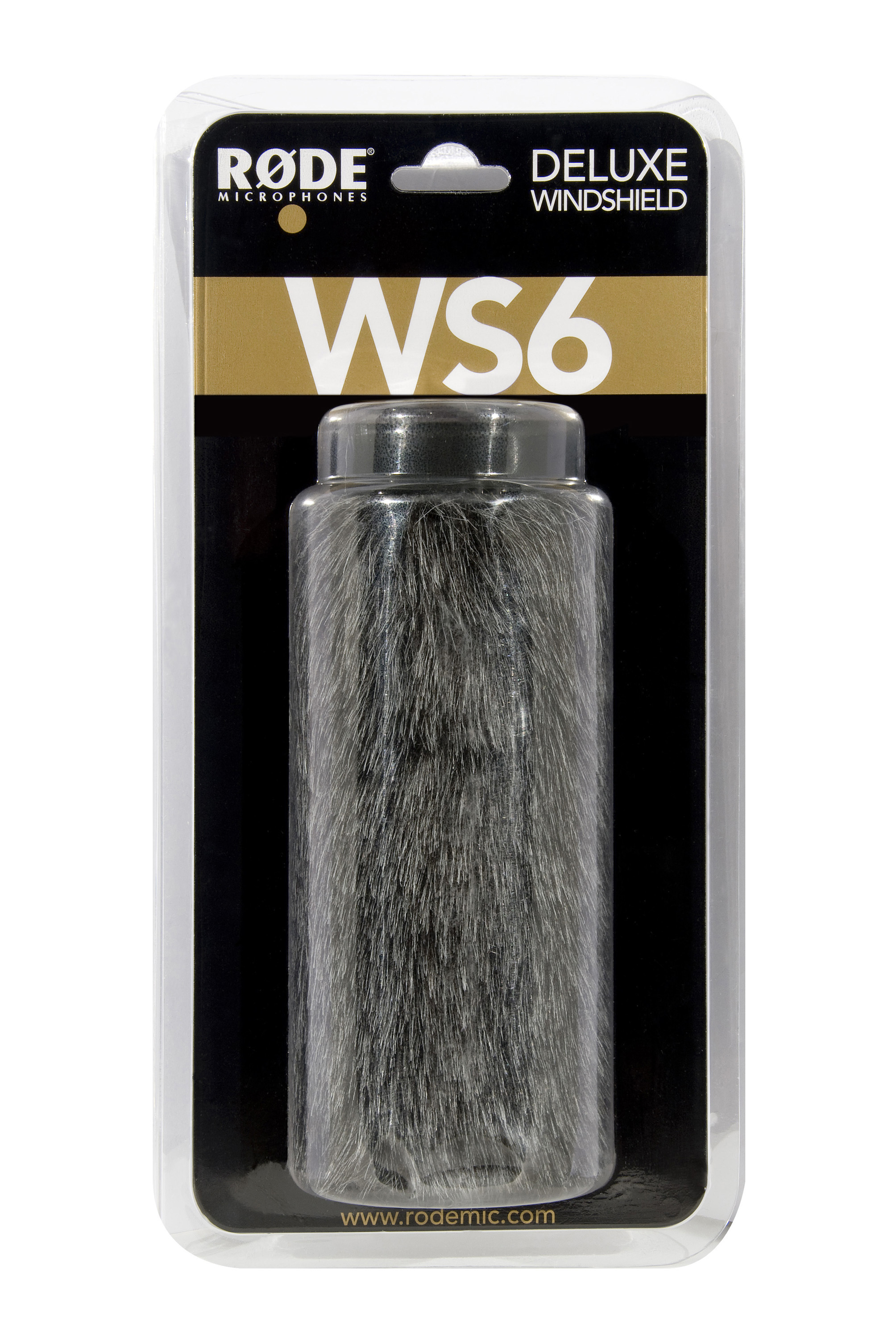 Pare-brise RØDE WS6 Deluxe emballé avec fourrure grise.
