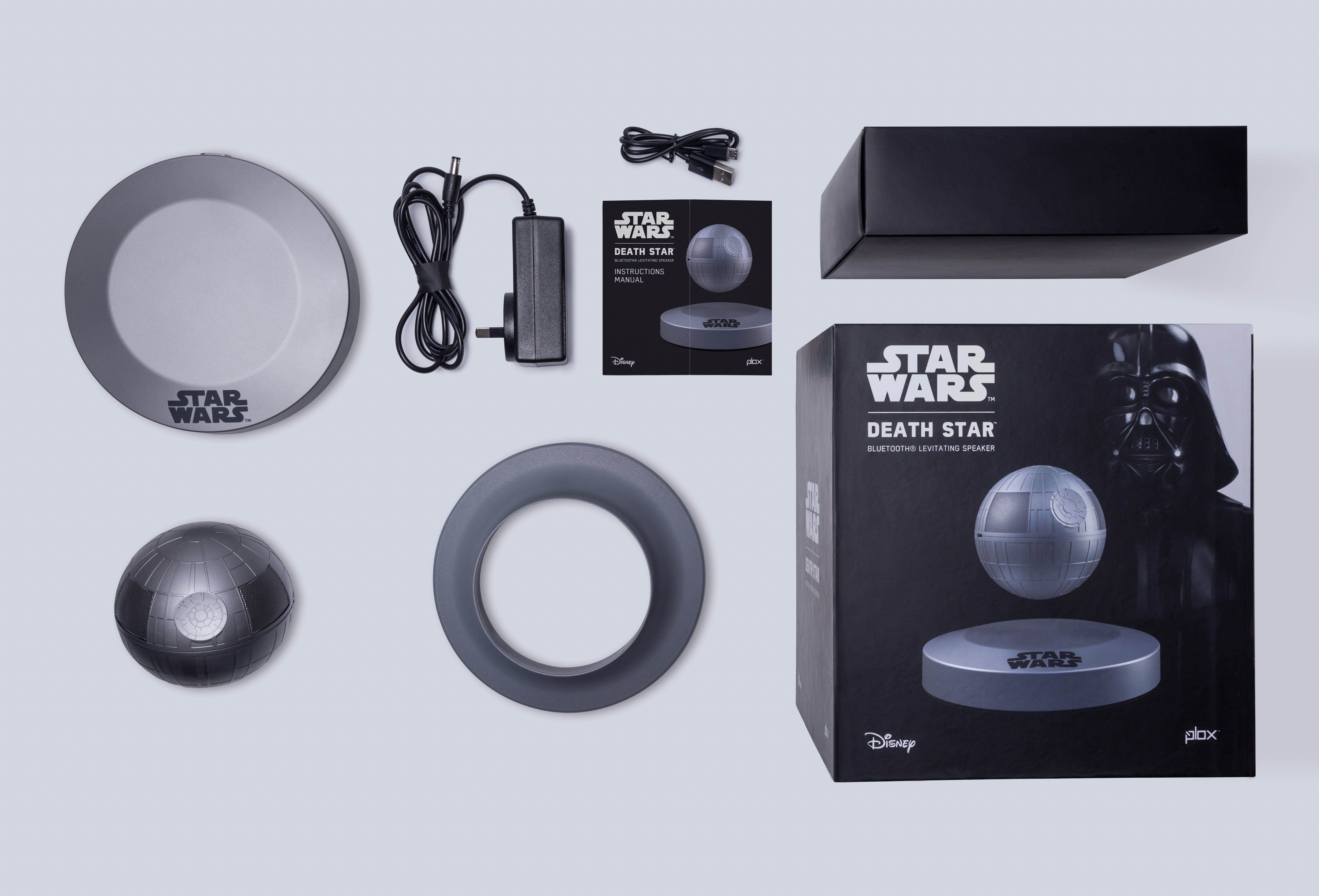 PLOX Star Wars Todesstern Schwebender Bluetooth Lautsprecher, Silber/Grau