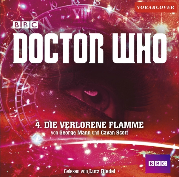 Buchcover mit Doctor Who Titel und Bild, mit roten und rosa Farben.