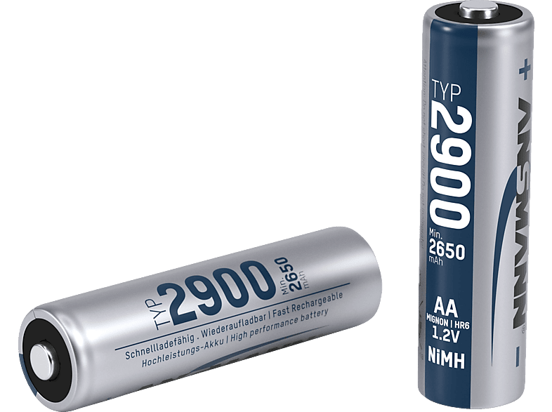 ANSMANN 1311-0014 NiMH 1.2V MIGNON AA AKKU 2900 Akkus, NiMH, 1.2 Volt, 2650 mAh 2 Stück