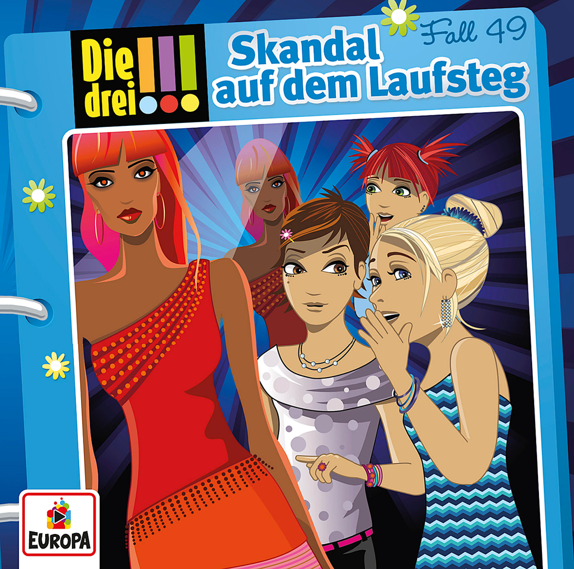 Comic-Cover mit fünf Mädchen. Der Titel lautet 'Die drei !!! Skandal auf dem Laufsteg'.