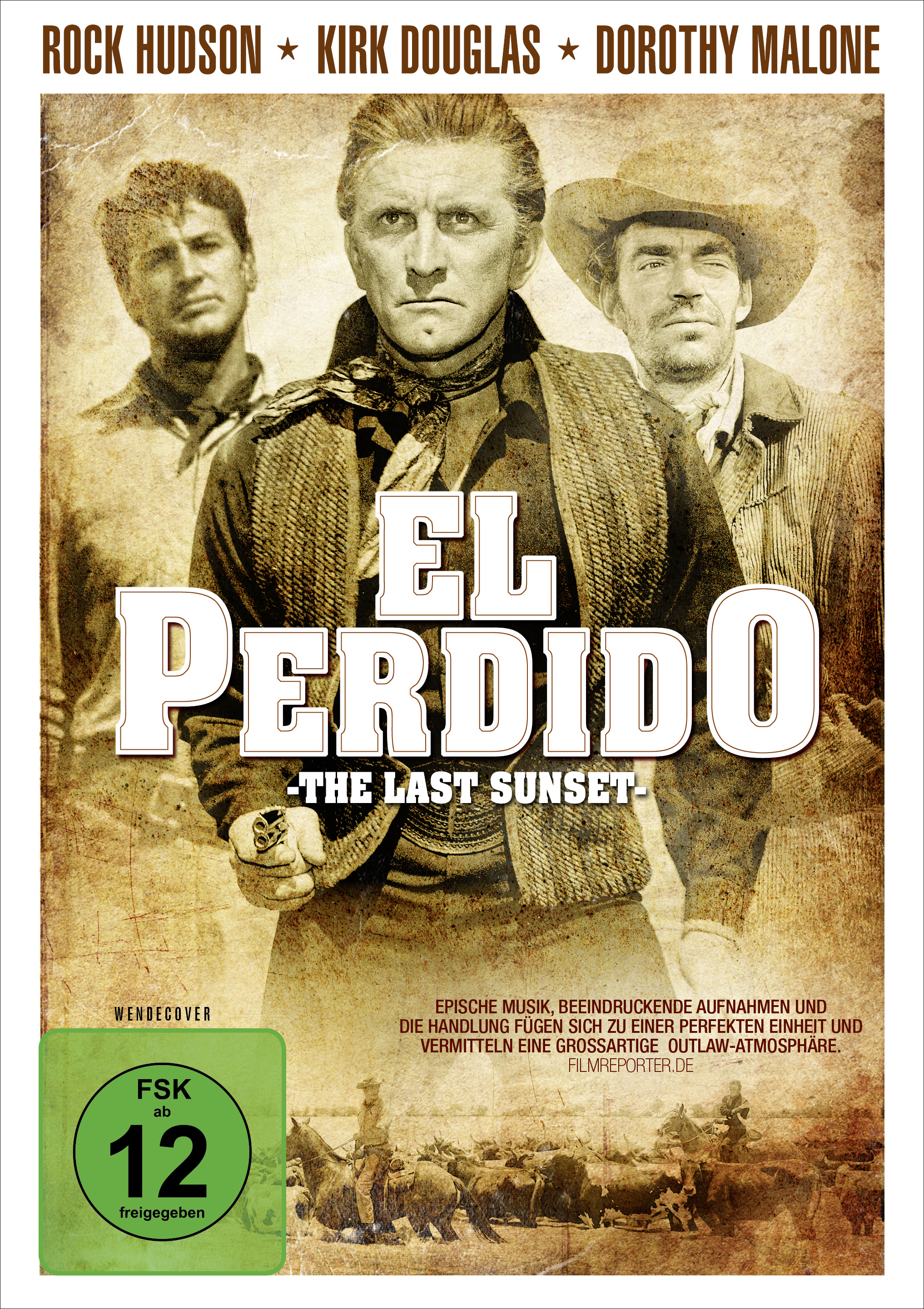 Filmposter mit drei Männern, einer hält einen Ring, mit Text 'EL PERDIDO'.