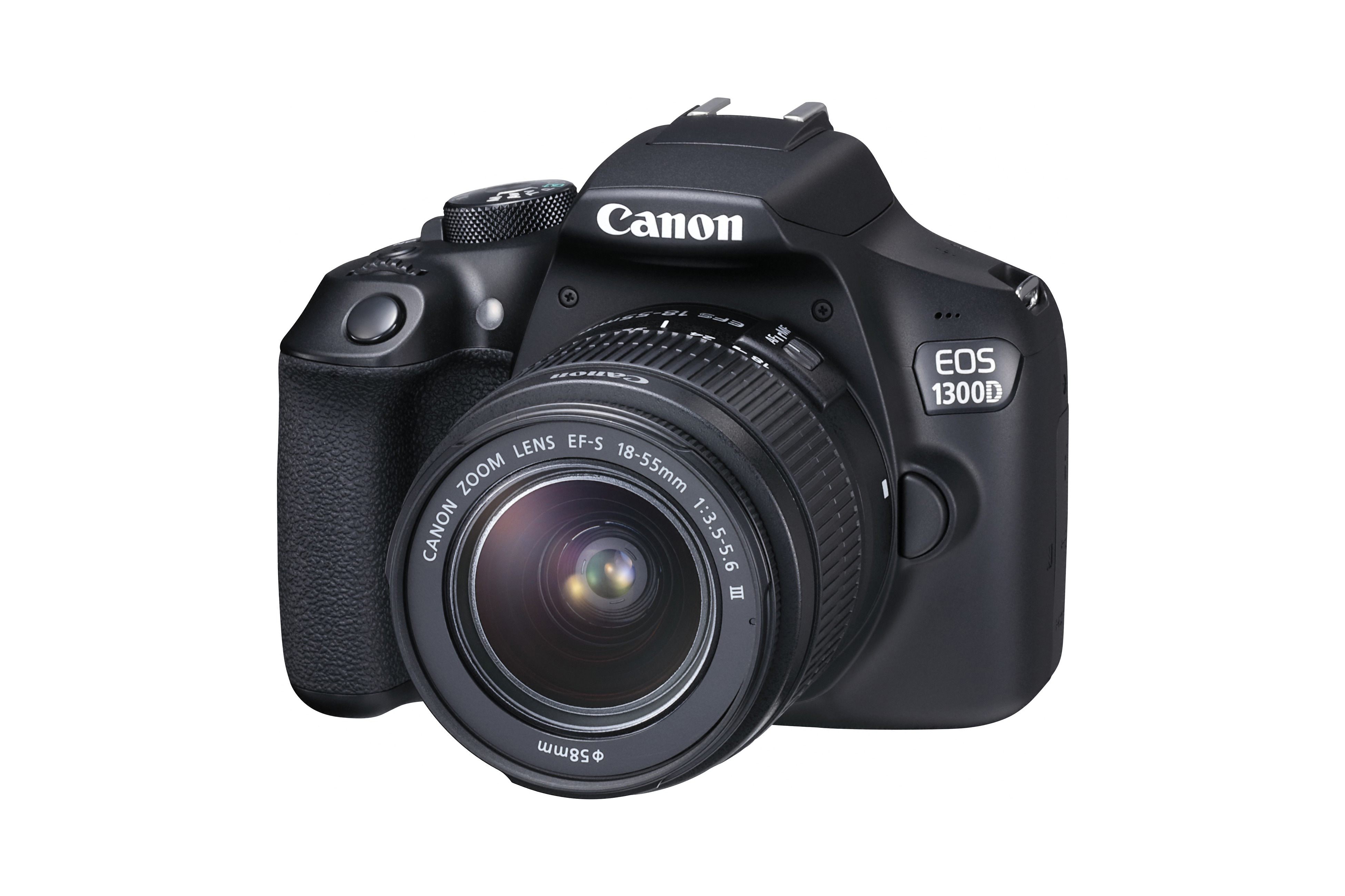 CANON EOS 1300D Kit DFIN III Spiegelreflexkamera, 18 Megapixel, 18-55 mm, 75-300 mm Objektiv (EF-S, EF), WLAN, Schwarz
