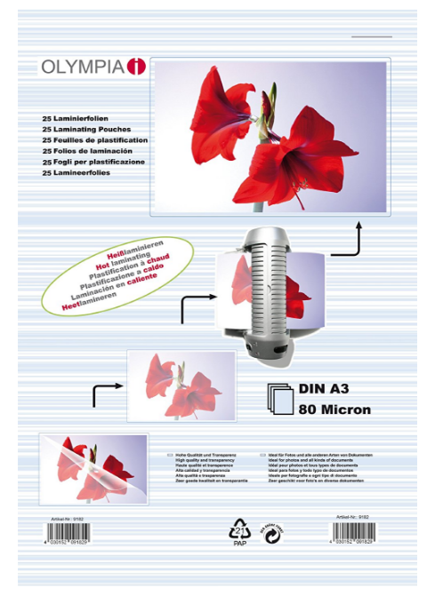 OLYMPIA A3 lamináló fólia 25DB/csomag