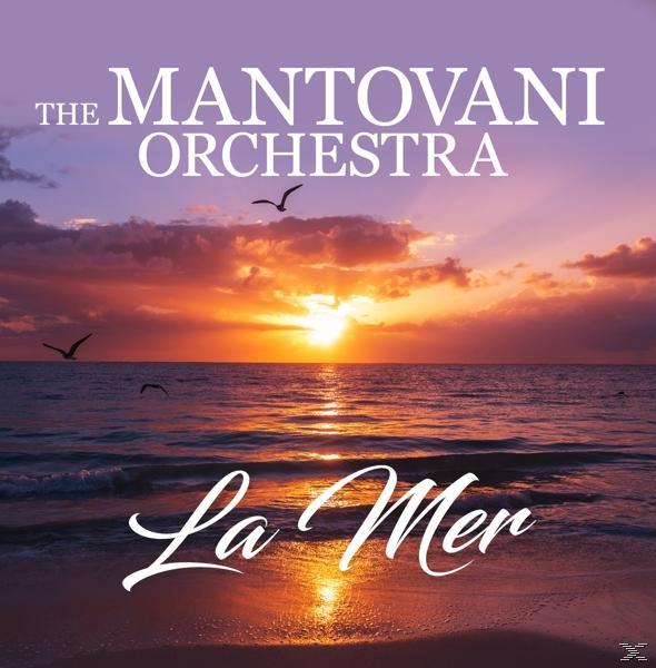 Albumcover von 'La Mer' vom The Mantovani Orchestra, mit Sonnenuntergang über dem Meer.