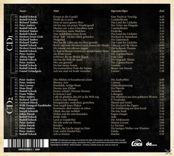 CD-Cover mit Titelliste auf Deutsch, Künstlernamen und einem Label.