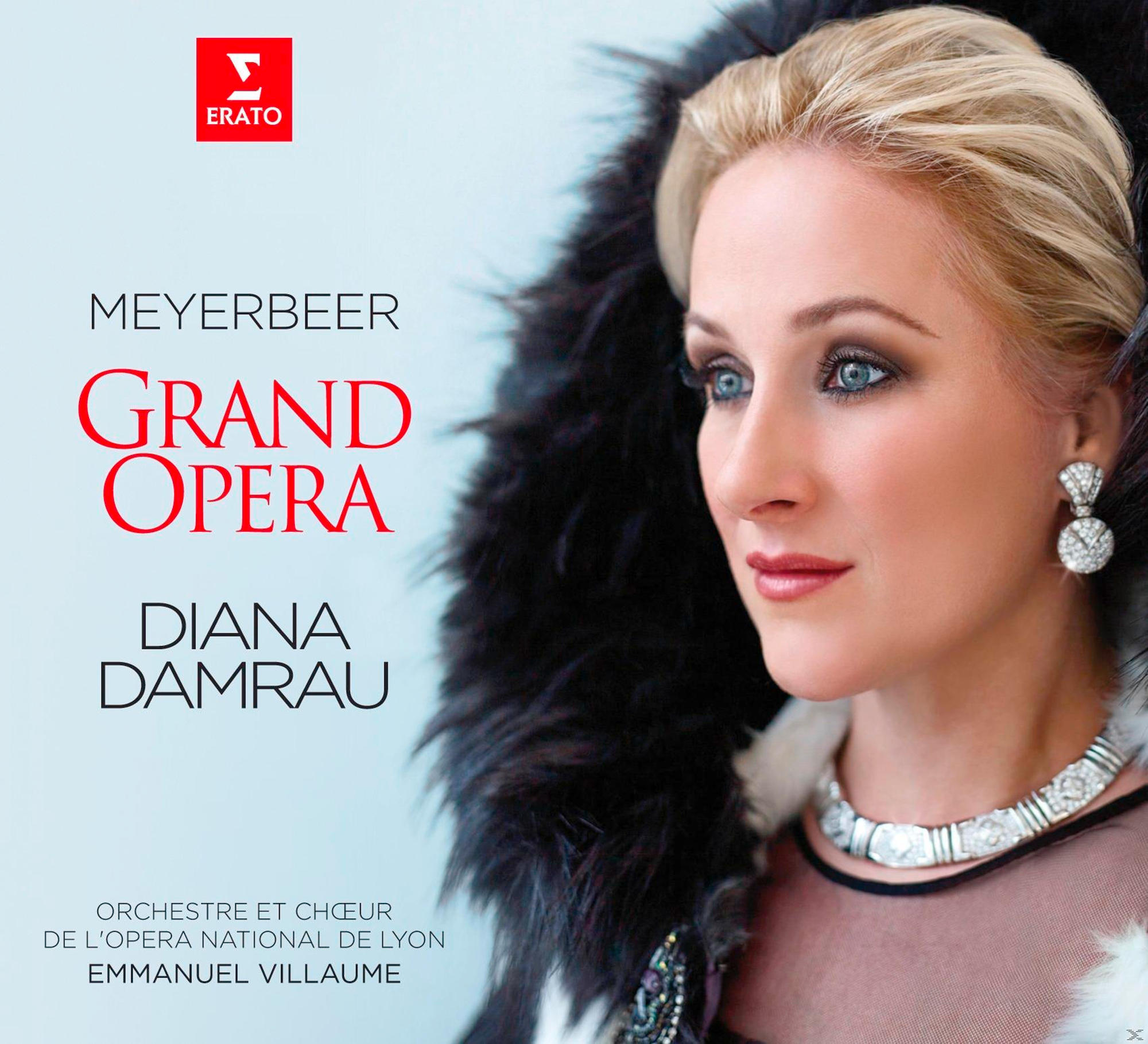 Opern-Albumcover. Frau mit blonden Haaren und Pelzmantel. Rotes und weißes Farbschema.