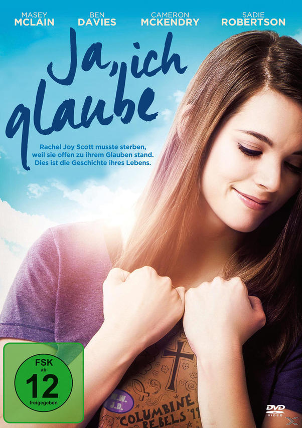 Ein Filmplakat. Eine junge Frau mit nachdenklichem Ausdruck. Text: Ja, ich glaube.