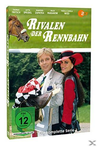 DVD-Cover des Films 'Rivalen der Rennbahn' mit Schauspielern und Pferd.