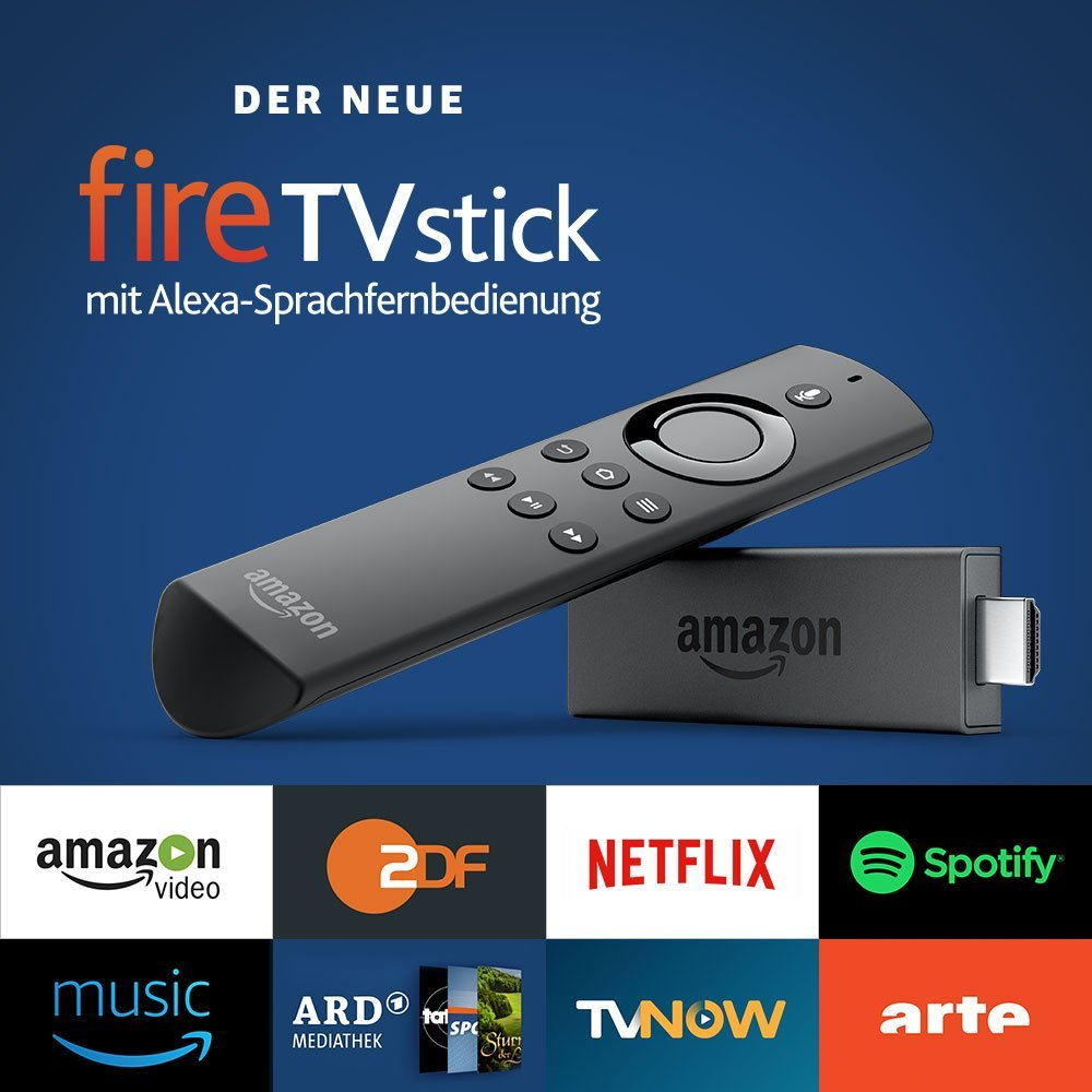AMAZON Fire TV Stick mit Alexa-Sprachfernbedienung  Streaming Stick 8 GB, Schwarz