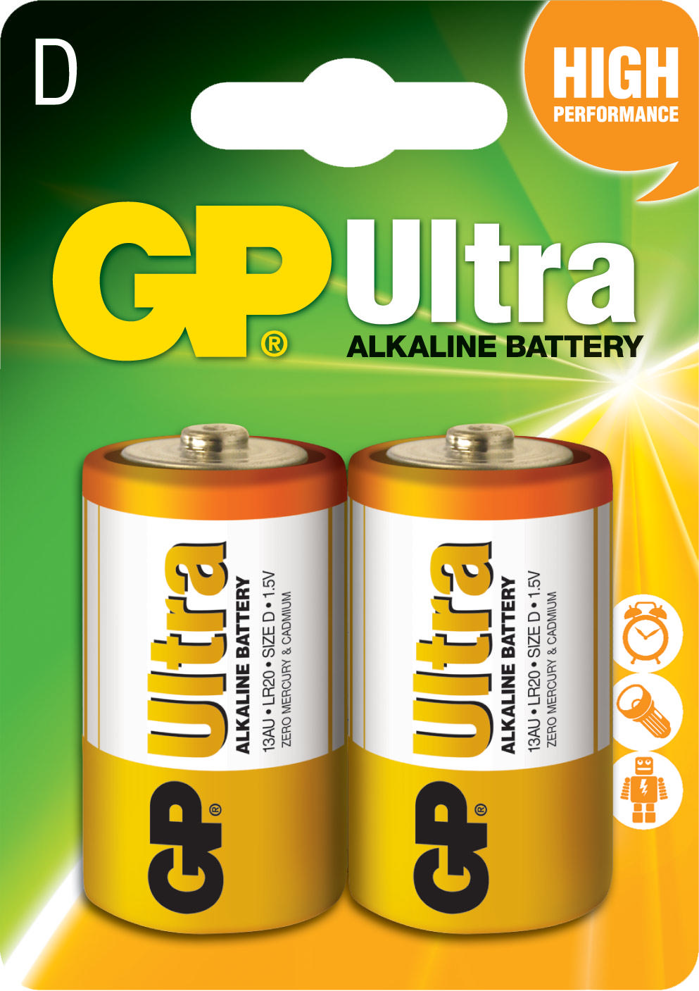 İki GP Ultra alkalin pil paketi.