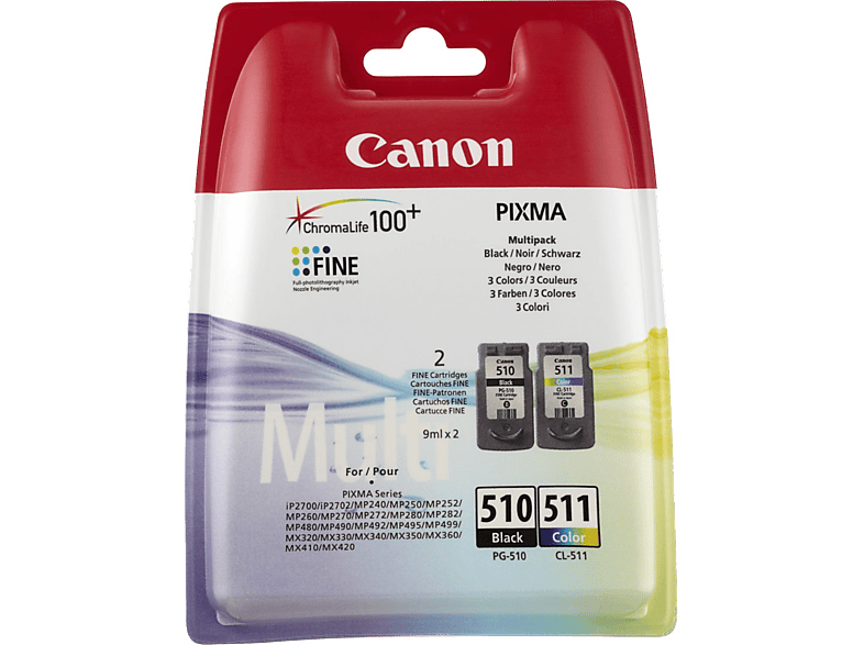 CANON PG-510 Zwart - CL-511 Cyaan - Magenta - Geel (2970B010)