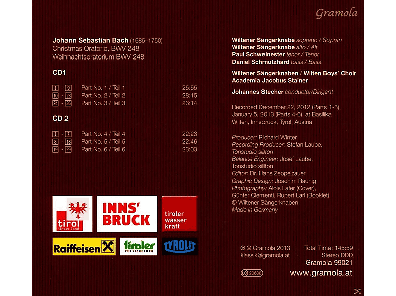 Thumbnail - Wiltener Sängerknaben, Academia Jacobus Stainer - Weihnachtsoratorium (CD)