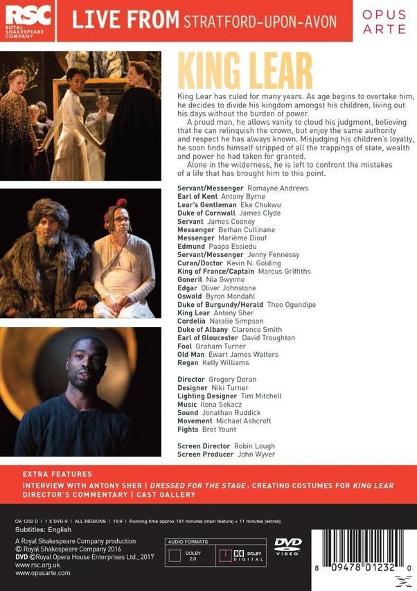 DVD-Cover mit Text und Bildern eines Theaterstücks. Menschen in Kostümen, dunkler Hintergrund.