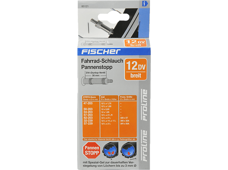 FISCHER 85121 PASI 12" Breit DV Fahrradschlauch