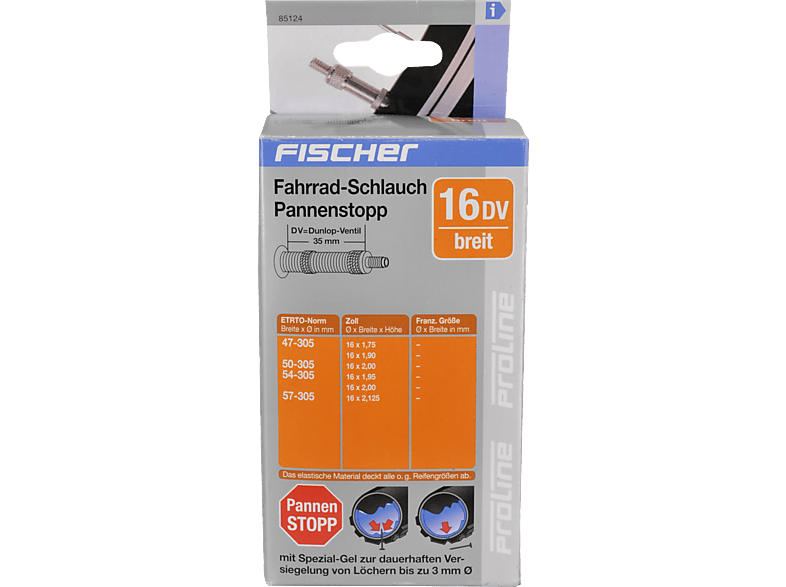 FISCHER 85124 PASI 16" Breit DV Fahrradschlauch