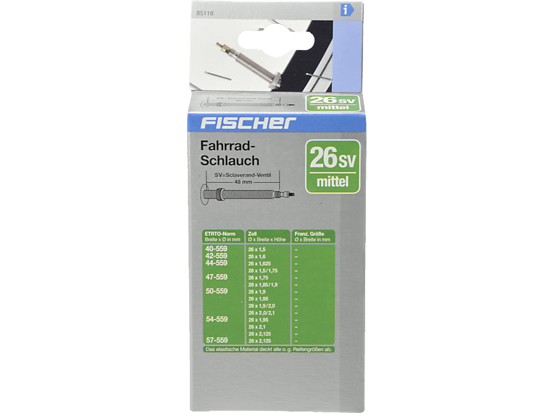 FISCHER 85118 26" Mittel SV Fahrradschlauch