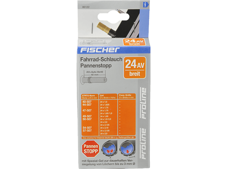 FISCHER 85122 PASI 24" Breit AV Fahrradschlauch
