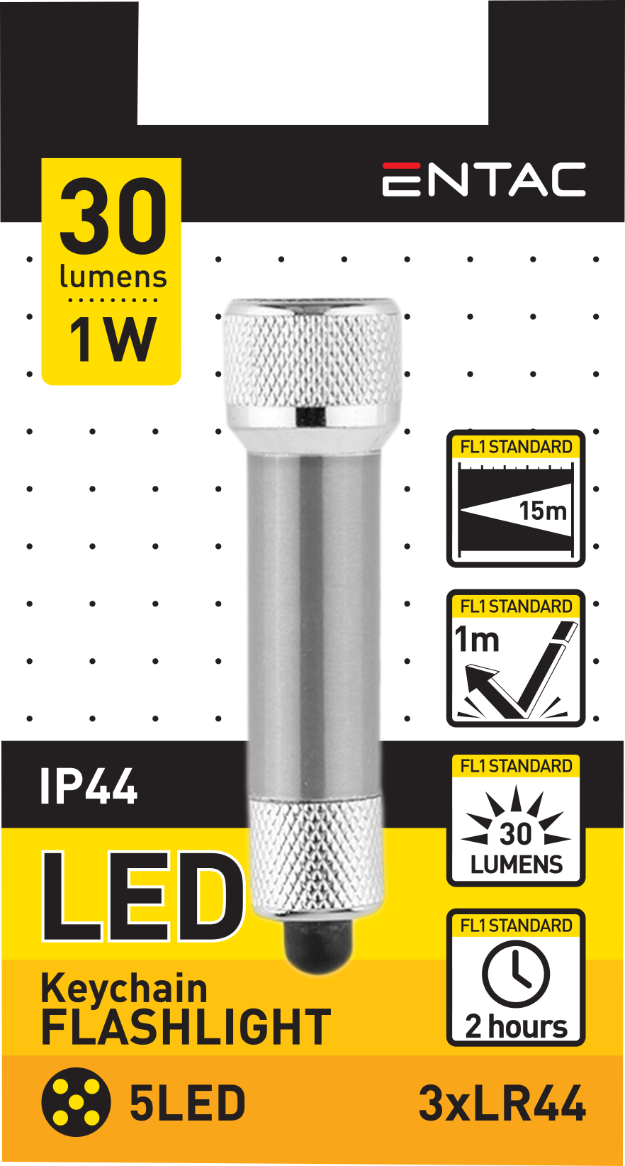 ENTAC EFL-5LED-KC-S Kulcstartós elemlámpa, ezüst