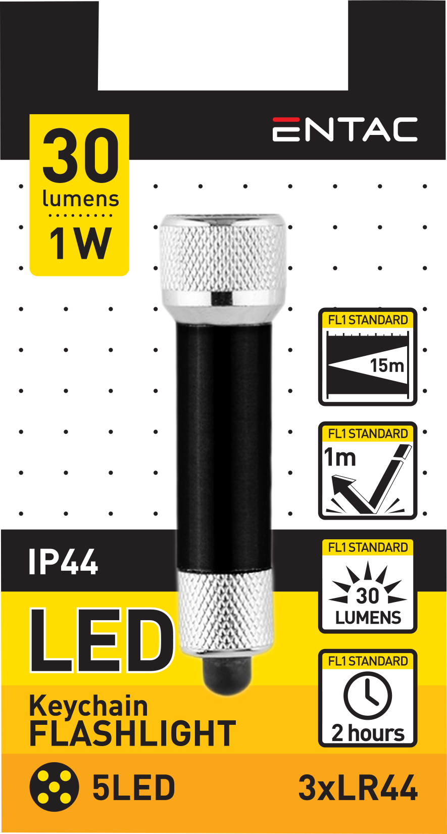 ENTAC EFL-5LED-KC-BL Kulcstartós elemlámpa, fekete