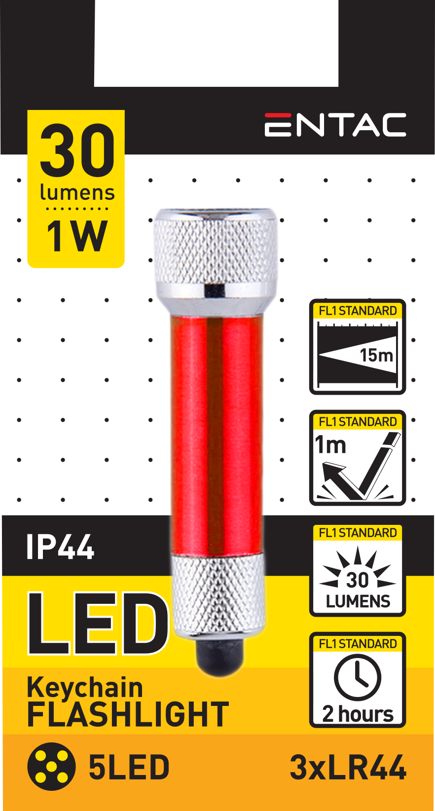 ENTAC EFL-5LED-KC-R Kulcstartós elemlámpa, piros