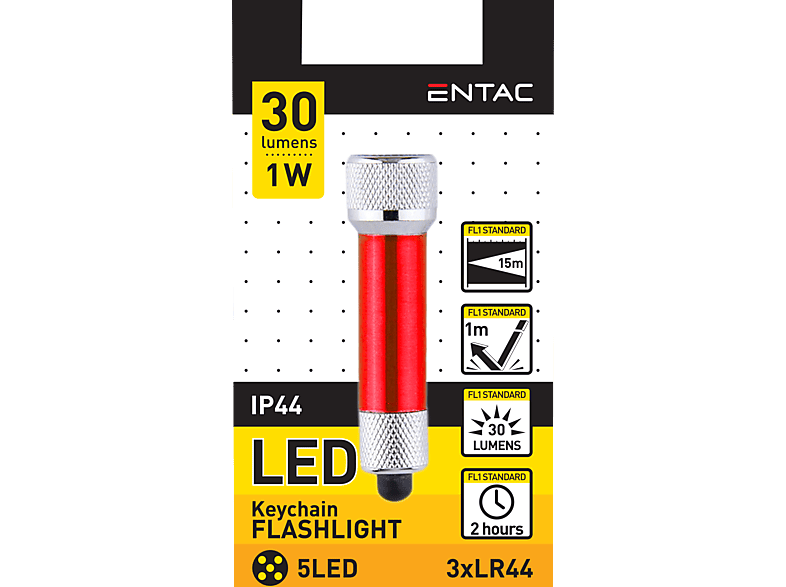 ENTAC EFL-5LED-KC-R Kulcstartós elemlámpa, piros