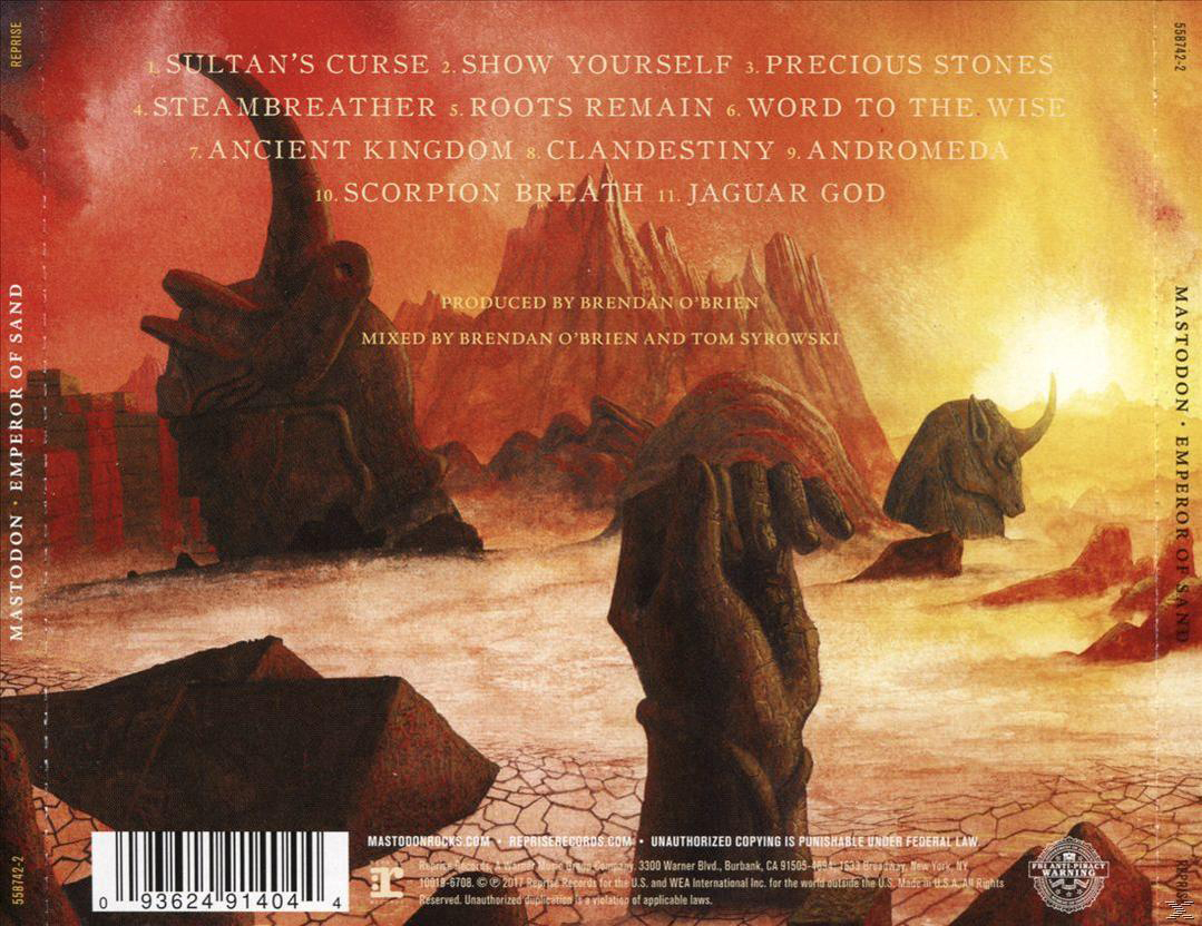 Albumcover. Wüstenlandschaft mit einer Hand. Albumtitel: Emperor of Sand.