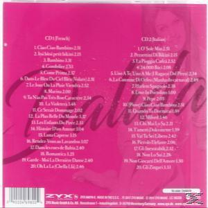 Die Rückseite eines CD-Hülle mit Text auf Französisch und Italienisch, mit einer Frau.