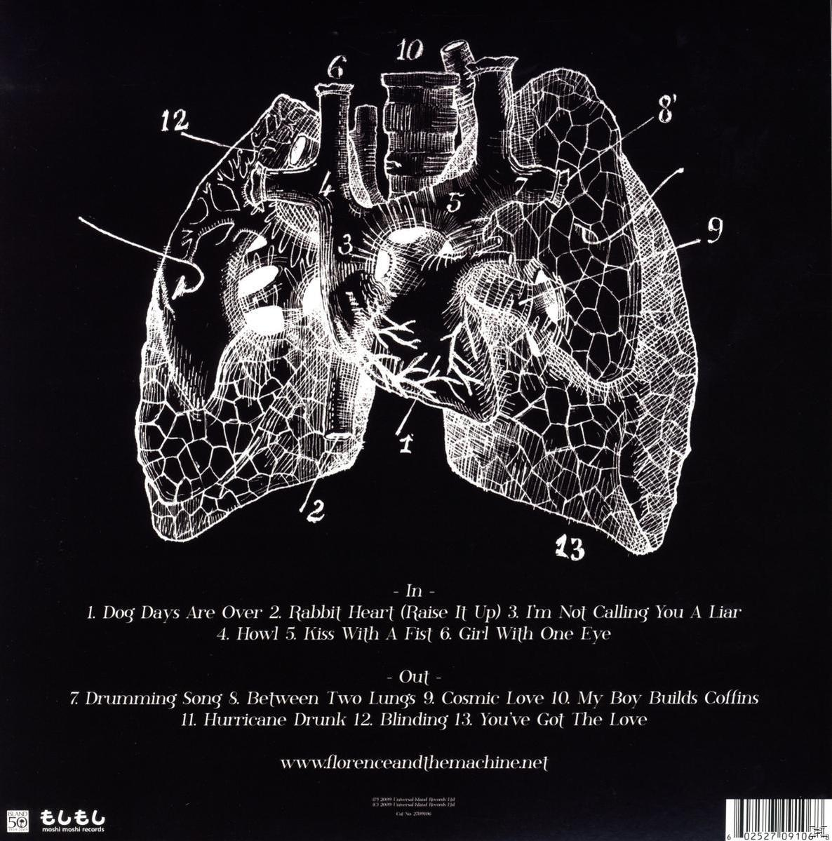 Albumcover mit einer anatomischen Zeichnung von Lunge und Herz. Ein dunkler Hintergrund.
