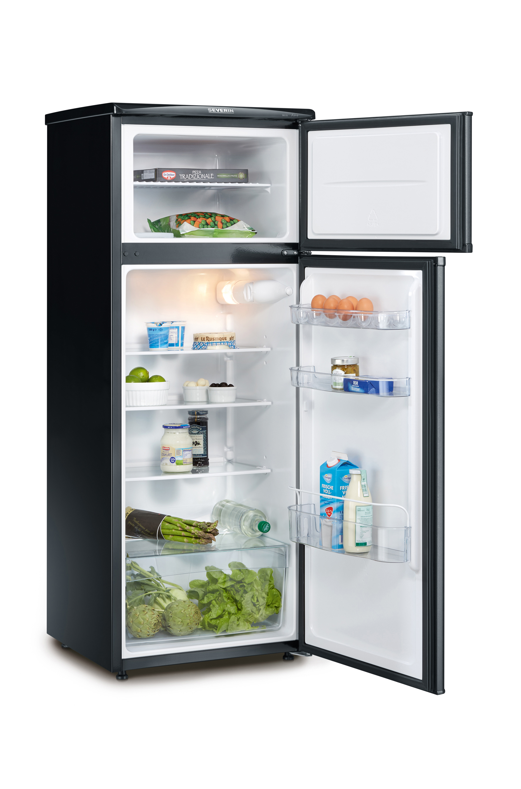 SEVERIN KS 9950 Kühlgefrierkombination (E, 209 l, 1440 mm hoch, Schwarz)