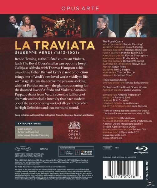 Blu-ray-Disc-Cover. Enthält Operntitel und Besetzung. Enthält Bilder von Darstellern. Text in mehreren Sprachen, darunter Englisch.
