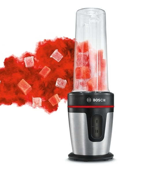 BOSCH MMBM700MDE VitaStyle Mixx2Go Smoothie Maker Schwarz/Edelstahl gebürstet (350 Watt, 0.5 l)