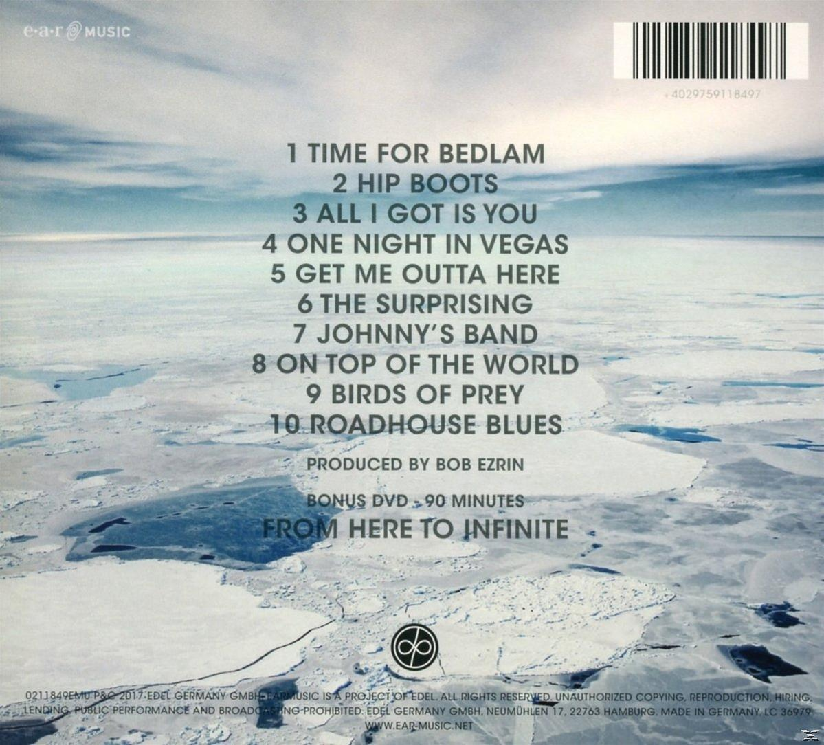 CD-Cover mit gefrorenem See und Titelliste, Titel "From Here to Infinite".