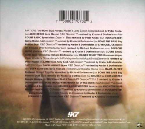 CD-Rückseite mit Titelliste. Im Hintergrund ein verschwommenes Bild von zwei Personen.
