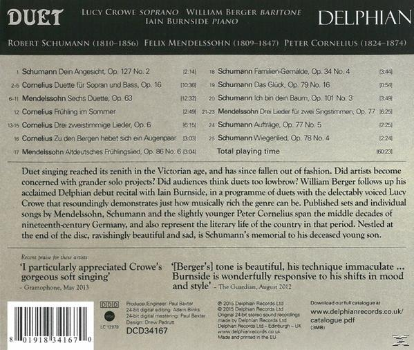 Crowe,Lucy/Berger,William/Burnside,Iain - Duette  - (CD)
