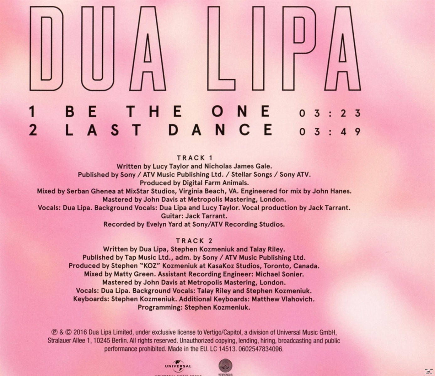 Dua Lipa - Be The One  - (5 Zoll Single CD (2-Track))