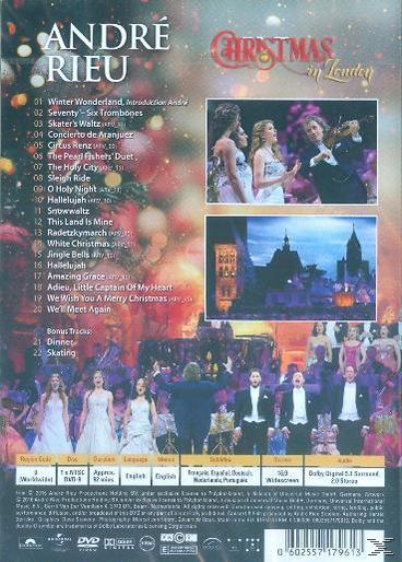 DVD-Rückseite: 'Christmas in London' mit Bildern von Aufführungen und Titellisten.