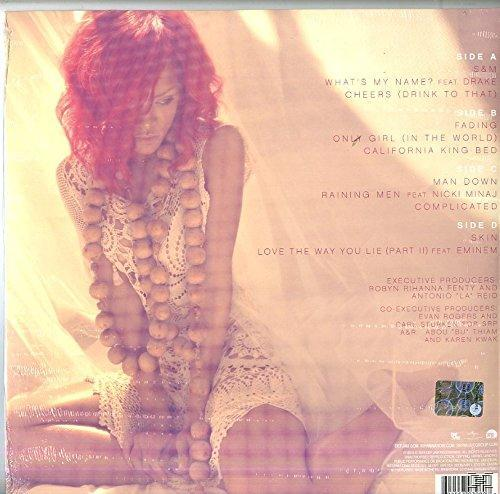 Albumcover von Rihanna, die eine Halskette trägt. Der Text auf dem Cover enthält den Albumtitel und eine Titelliste.