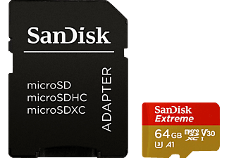 SANDISK microSDXC + SD-AD 64GB AC - Speicherkarte  (64 GB, 100 MB/s, Rot/Gold)