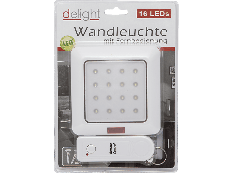 DELIGHT 20287 16 LED fali lámpa távirányítóval, elemes