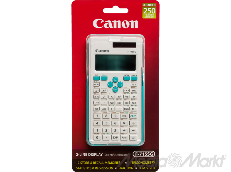 Canon számológép átlátszó műanyag csomagolásban.