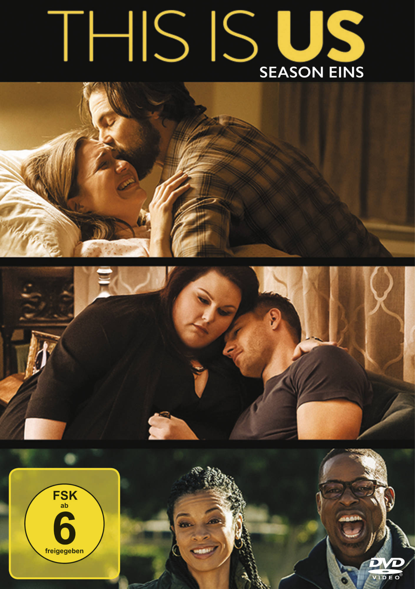 DVD-Cover für 'This is Us'. Paare umarmen sich, mit einem Logo unten.
