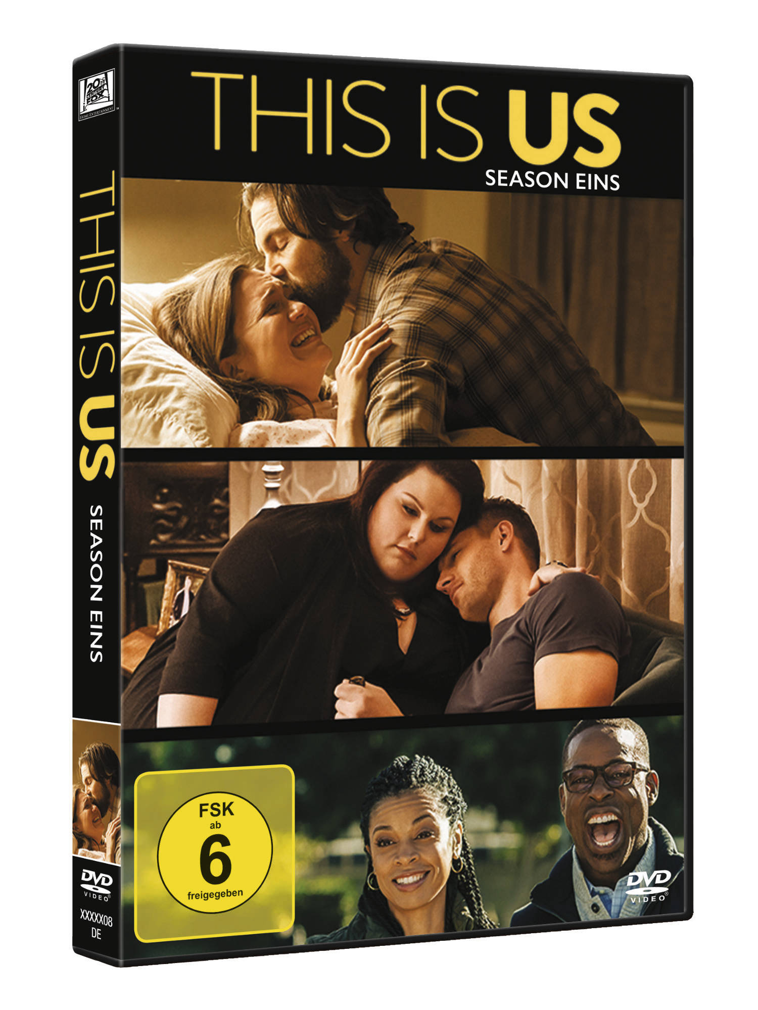 DVD-Hülle mit drei Fotos einer Familie. Der Titel This is Us steht oben.