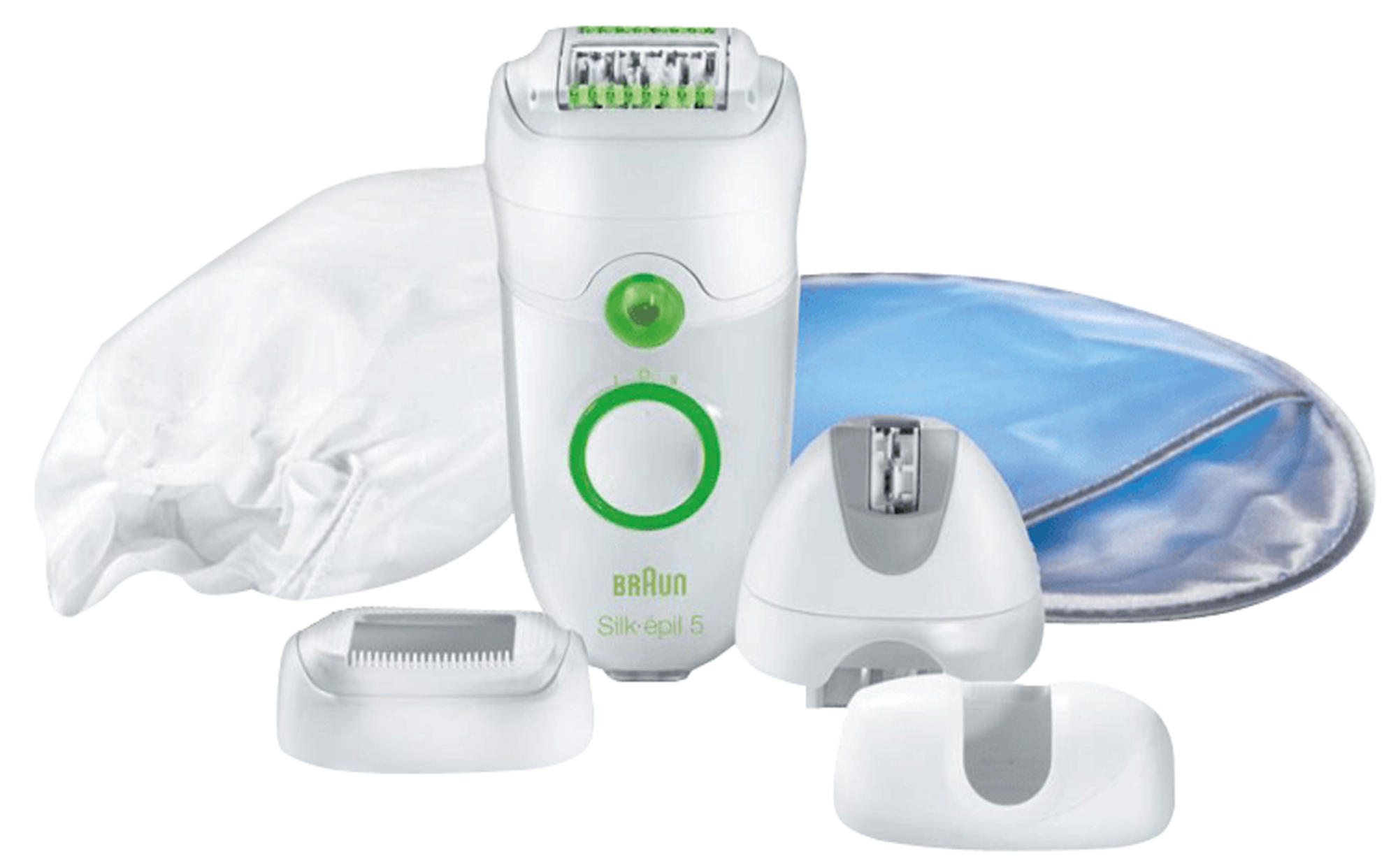 Depiladora - Braun XELLE 5580 WBOX Depilación de arranque con cabezal de masaje, Guante de frío