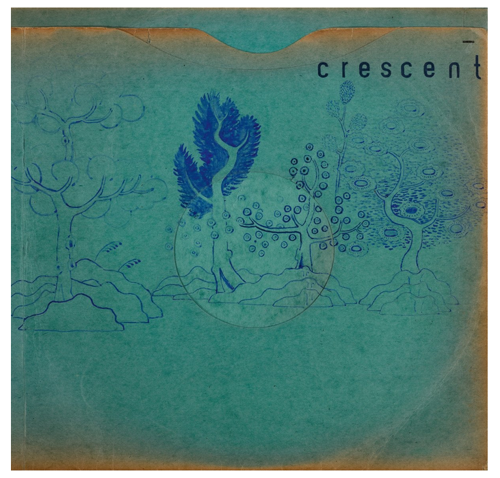 Album borító: Türkizkék háttér kék fákkal és 'crescent' felirat felül.