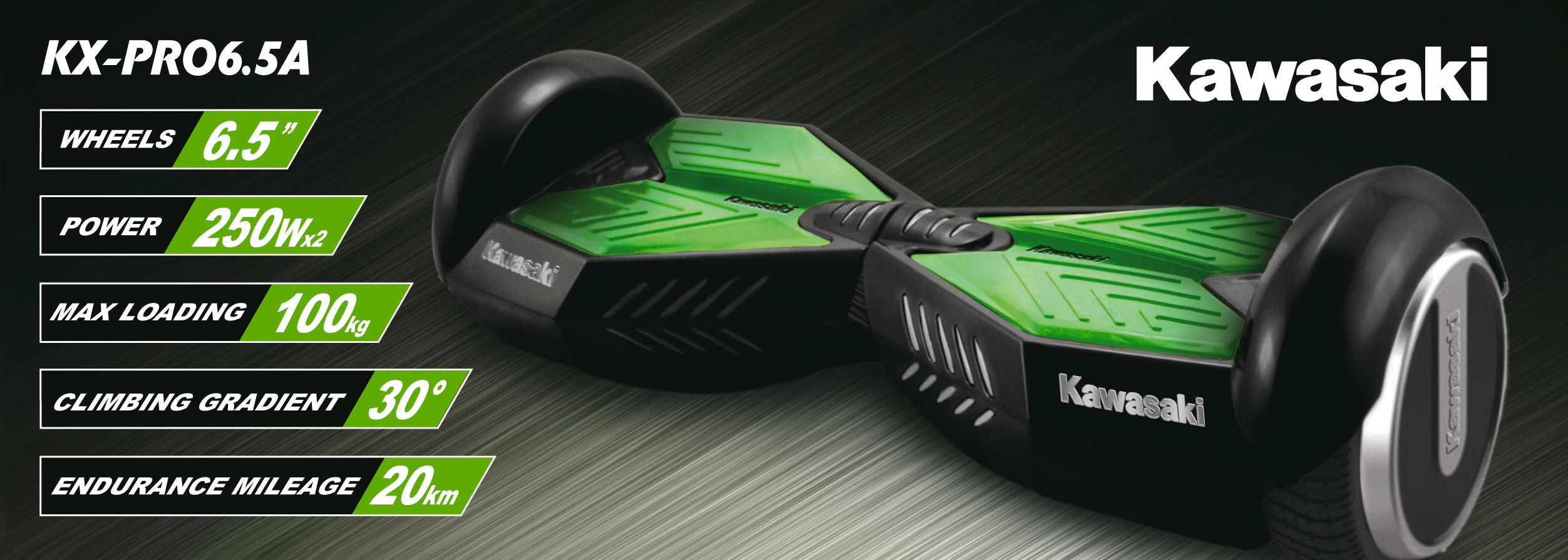 KAWASAKI E-Balancer Hoverboard 6.5 Zoll, schwarz (KSHOVERBOARD1BLK)