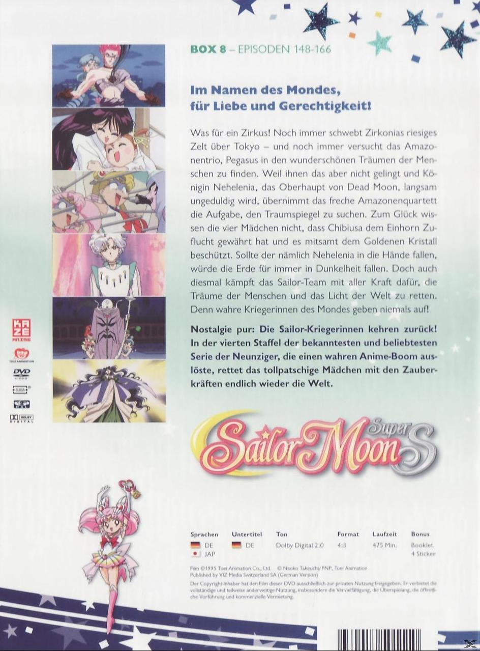Rückseite einer DVD: Sailor Moon S, mit Anime-Charakteren und japanischem Text. Bonus-Booklet.