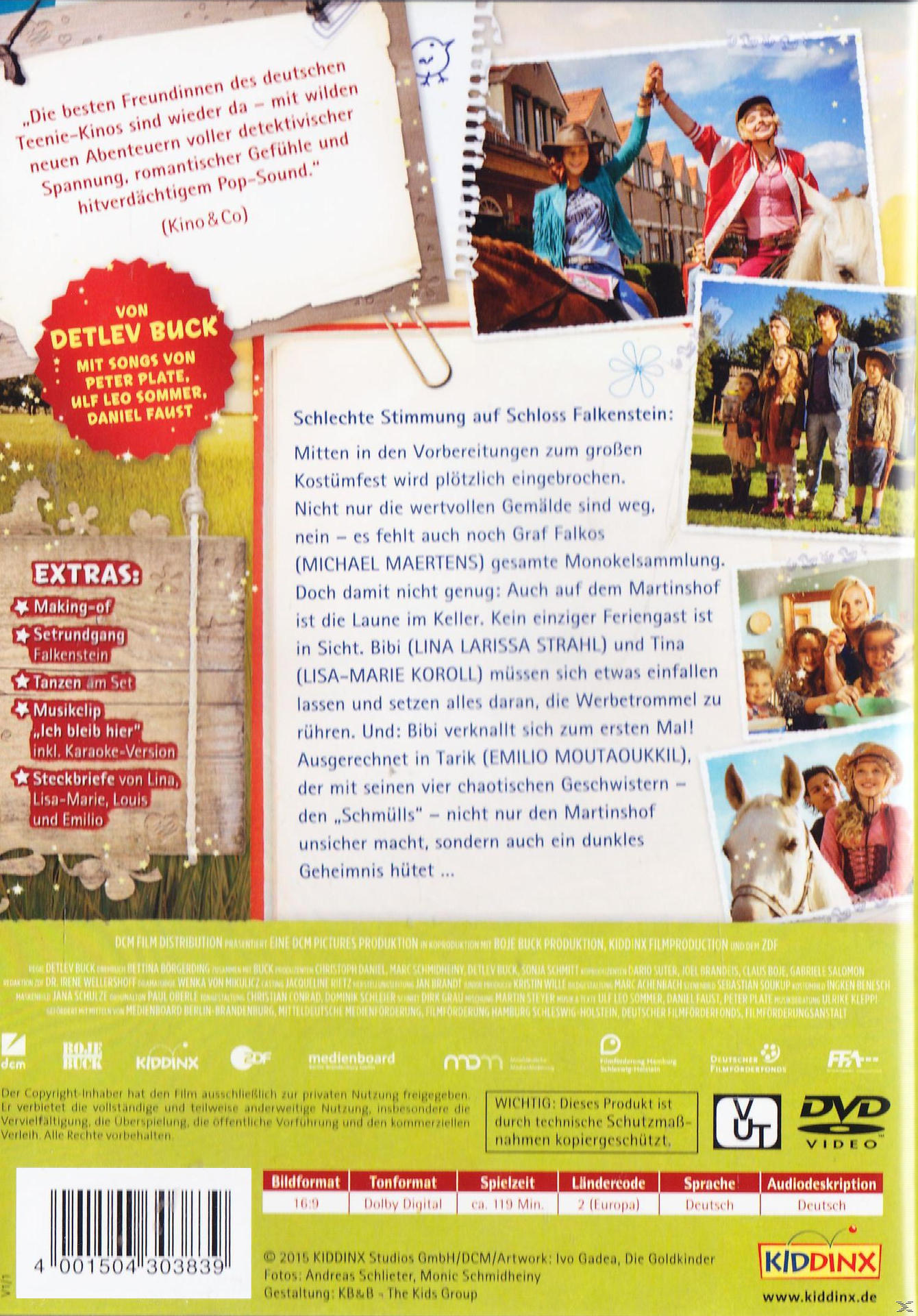 DVD-Cover mit einer cartoonartigen Szene mit Menschen, einem Pferd und einem Notizbuch.